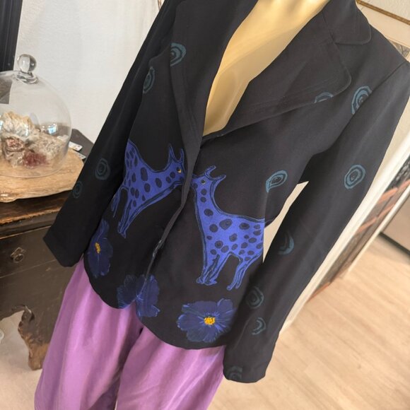 CHACOKGiraffe themed ART JACKET by fashion designer Arlette Decock 1970's